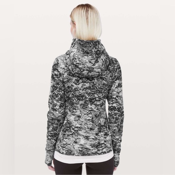 Lululemon Scuba Hoodie Light Cotton Fleece Masked Lace Starlight Black Size 8 - Picture 8 of 12